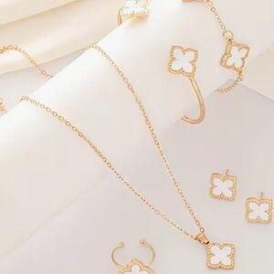 Elegant Gold and White Jewelry Set